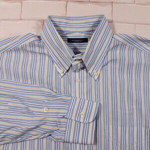 Burberry London Shirt Long‎ Sleeve Button Down Size 15.5 - 33 Blue Made USA